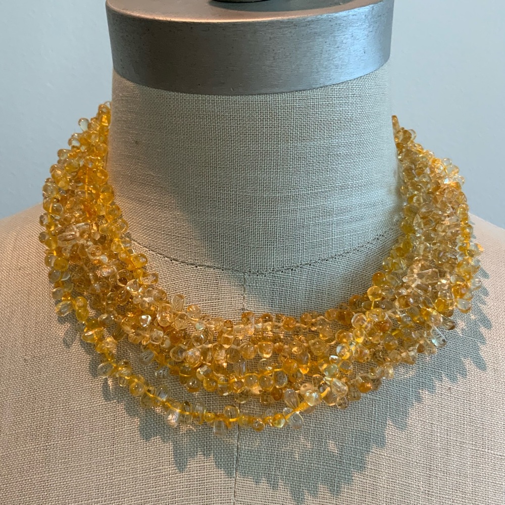 5 Strand Golden Citrine Necklace - Picture 1 of 5